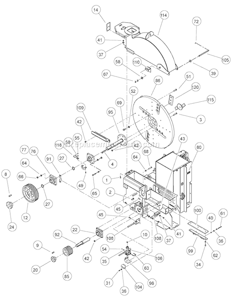 76131-00áChipperáDiskáAndáHousingáAssembly Diagram and Parts List for CH1238DH  Bear Cat Chipper Shredder